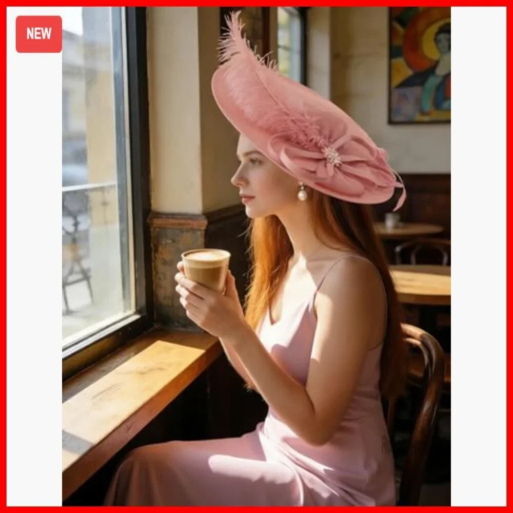 Elegant Fascinator Hat with Flower Feathers Headband for Wedding Derby Tea Party